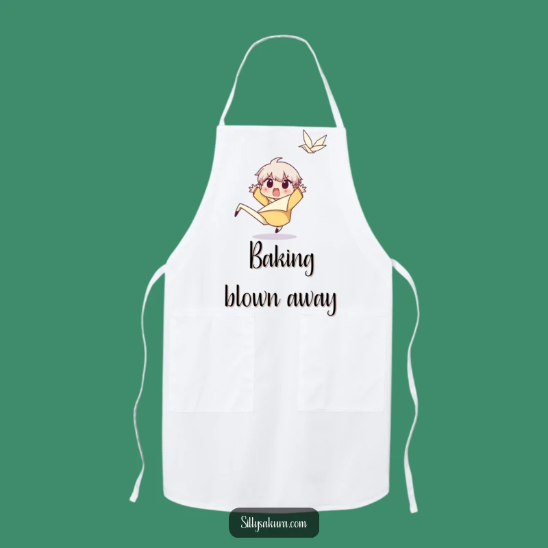 Funny Surprised Character Apron: Wind Gust Humor, Perfect Unexpected Kitchen Gift
