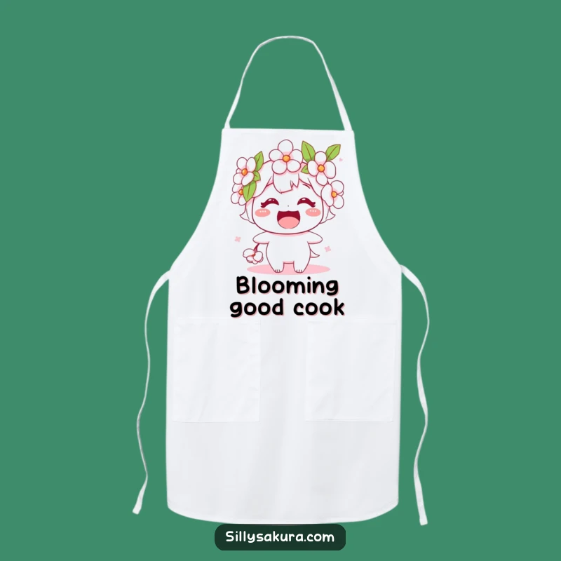 Funny Cherry Blossom Apron: Chef's Flower Character Wear, Delightful Funny Gift