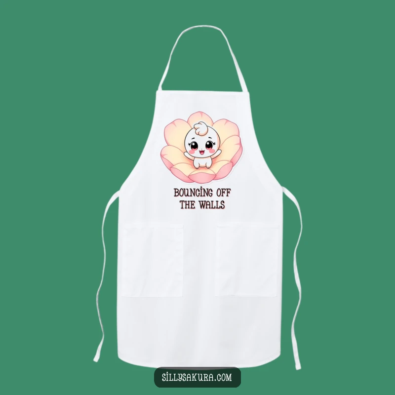 Funny Bouncing Petal Character Apron - Cheerful Kitchen Fun