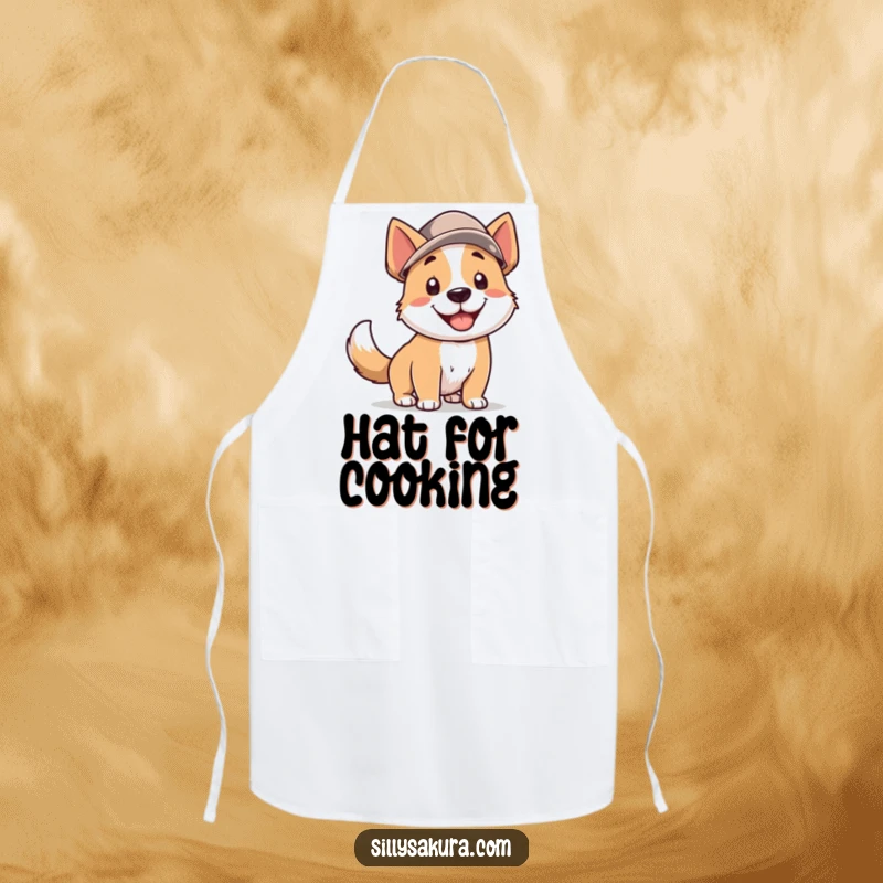 Funny Dog Apron: A smiling dog wearing a hat, ready to help in the kitchen, making cooking a joyous and humorous experience.