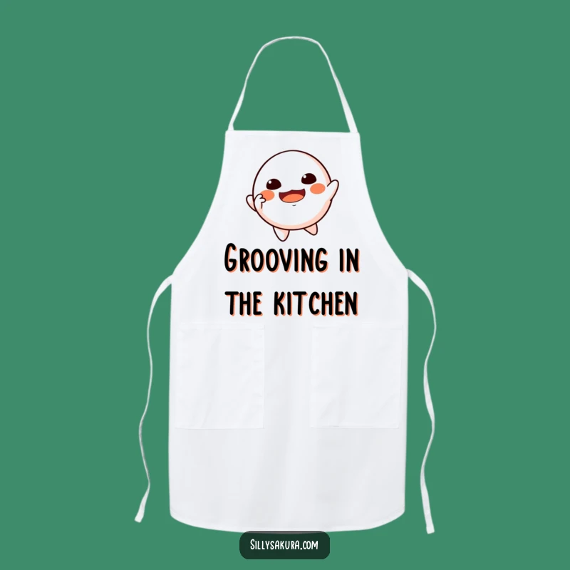 Funny Floating Daruma Apron - Dancing Doll for a Joyful Kitchen