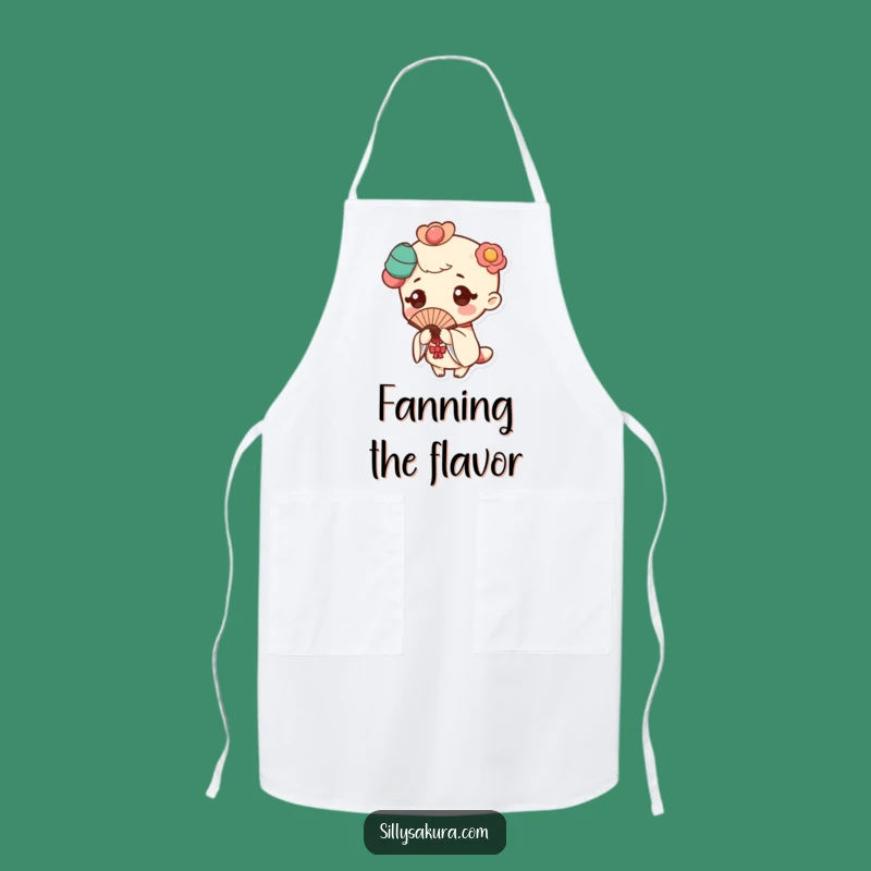 Funny Kawaii Fan Pose Apron: Elegant & Humorous Kitchen Accessory