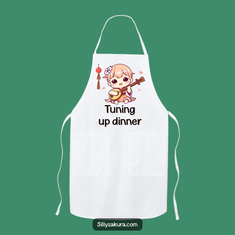 Funny Kawaii Musician Apron: Cook to the Beat with a Cute Character's Happy Melody