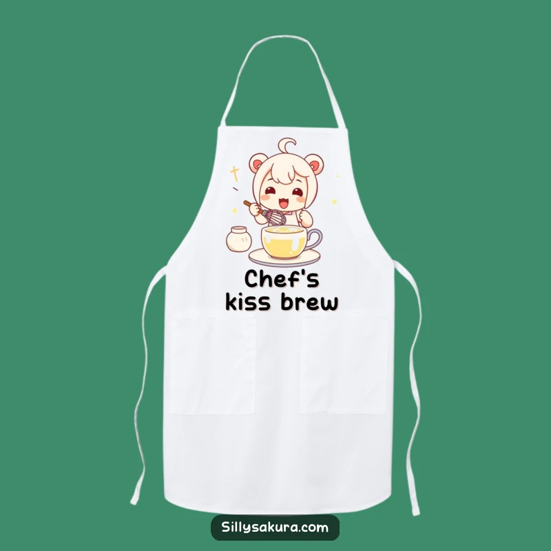 Funny Kawaii Tea Whisk Apron - Character for a Cheerful Tea Preparation