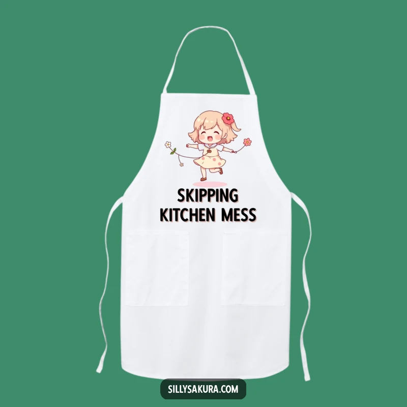 Funny Skipping Character Apron: Cook with Flower-Fueled Fun