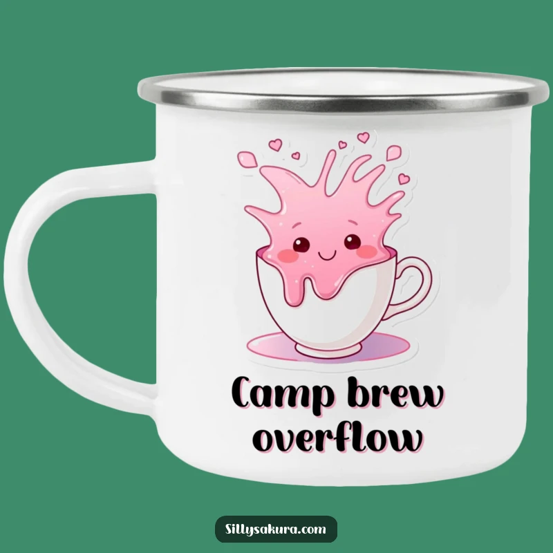 Funny Tea Cup Overflow Camping Mug: Outdoor Happy Beverage