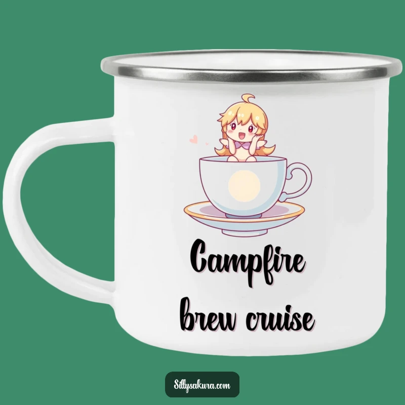 Funny Whimsical Tea Cup Rider Camping Mug - Enchanting Outdoor Companion