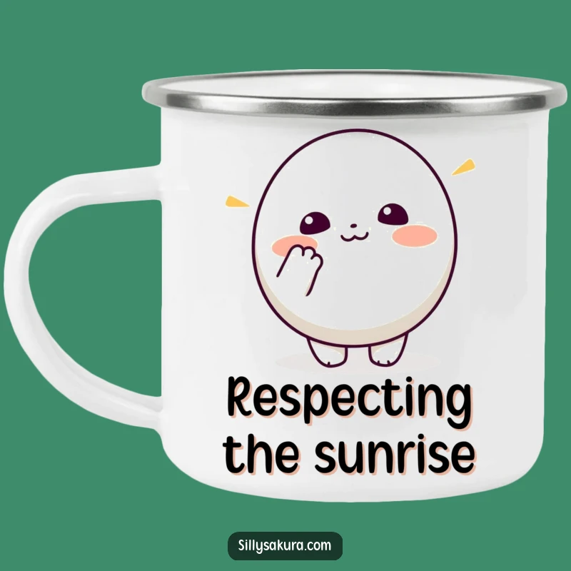 Durable Funny Kawaii Bowing Camping Mug: Polite Greetings Outdoors with a Cute Character