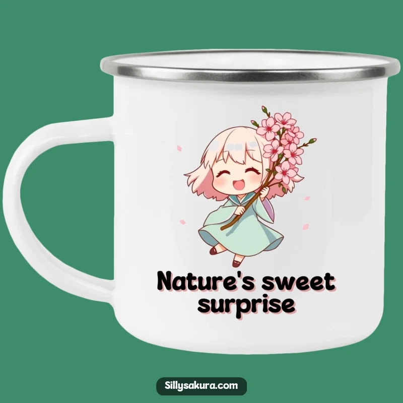 Funny Blossom Character Camping Mug - Enjoy Nature with Humor