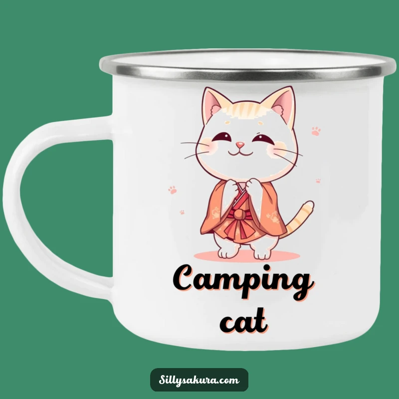 Funny Cat Kimono Camping Mug - Adventure with Feline Charm!
