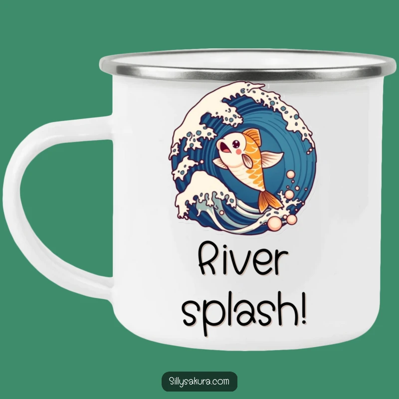 Funny Koi Fish Wave Camping Mug: Outdoor Aquatic Adventure