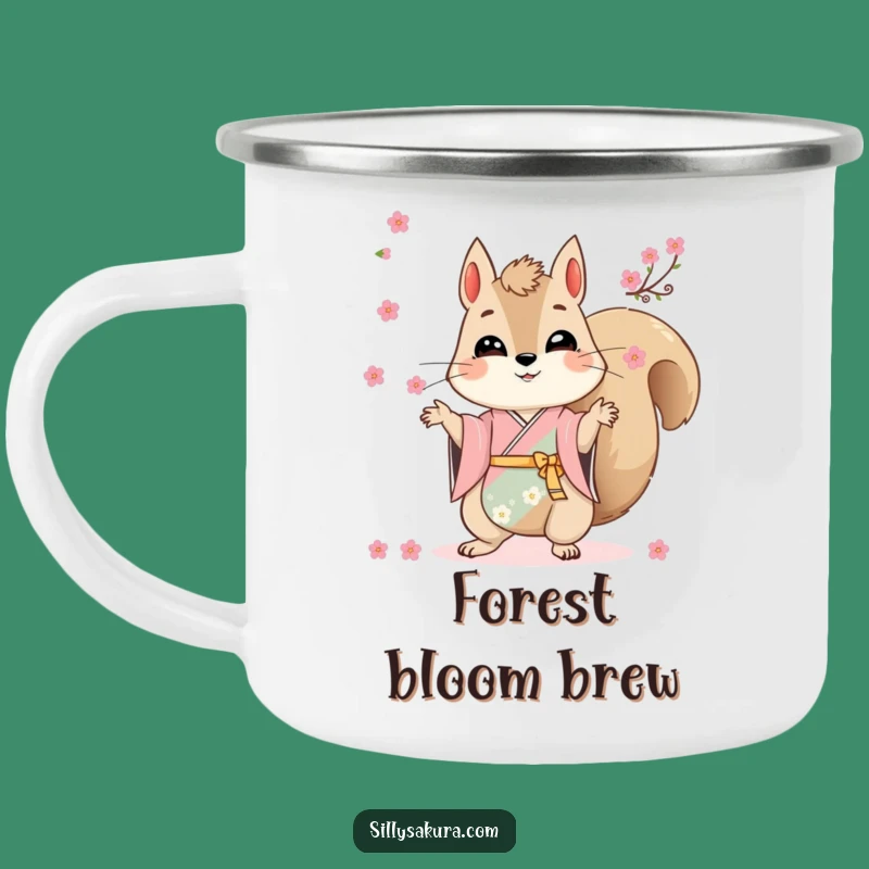 Funny Squirrel Kimono Camping Mug - Juggling Blossoms Outdoor Adventure Gift