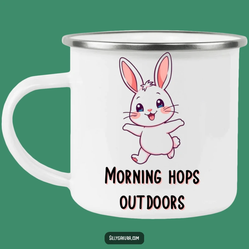 Funny Cheerful Rabbit Camping Mug: Durable Fun for Outdoor Adventures