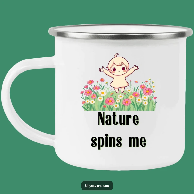 Funny Flower Spinner Camp Mug: Sip in Sunshine, A Blissful Funny Gift