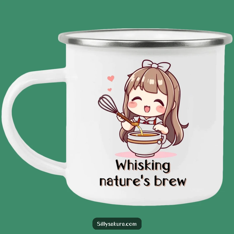 Funny Kawaii Tea Whisk Camping Mug: Brew Anywhere with Joy, Perfect Gift