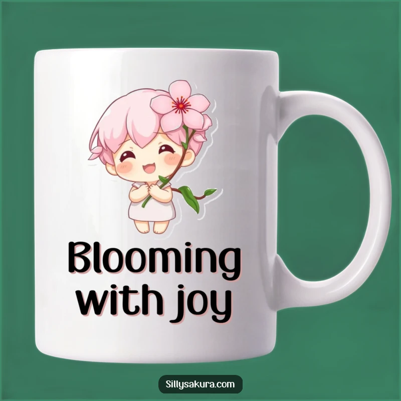Funny Cherry Blossom Mug: Tiny Character Joy, Perfect Spring Funny Gift