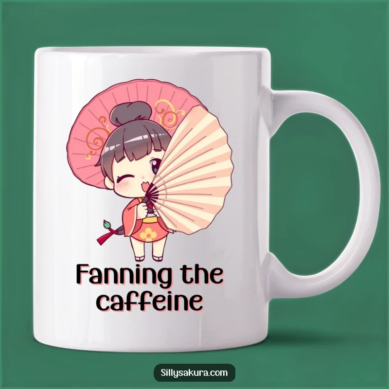 Funny Fan Pose Mug: Comedic Character Struggle, Perfect Gag Funny Gift