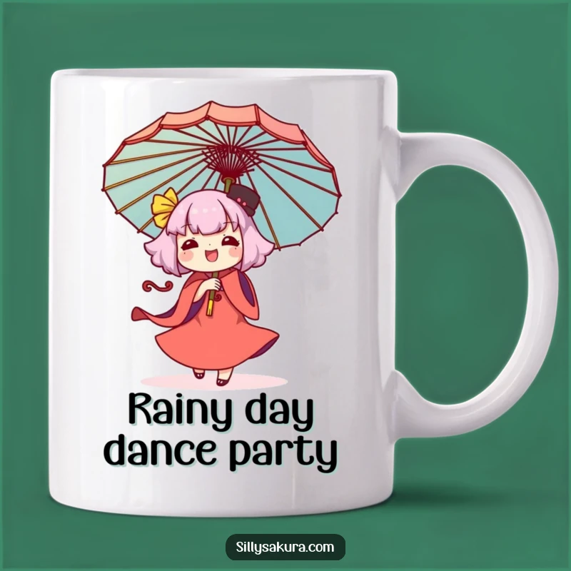 Funny Kawaii Umbrella Twirl Mug: A Joyful Character Design Perfect for Gift