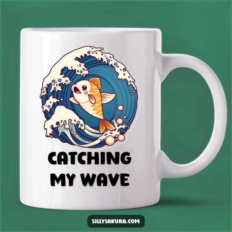 Funny Koi Fish Wave Mug: Energetic Leap Celebration Gift