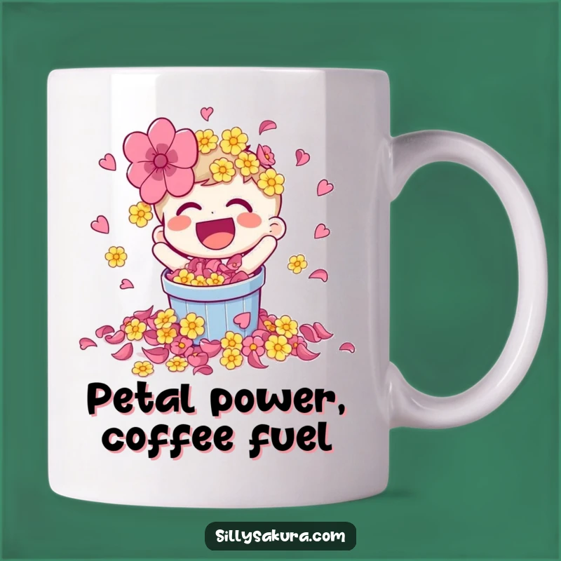 Funny Laughing Petal Spill Character Mug - Joyful & Vibrant Gift