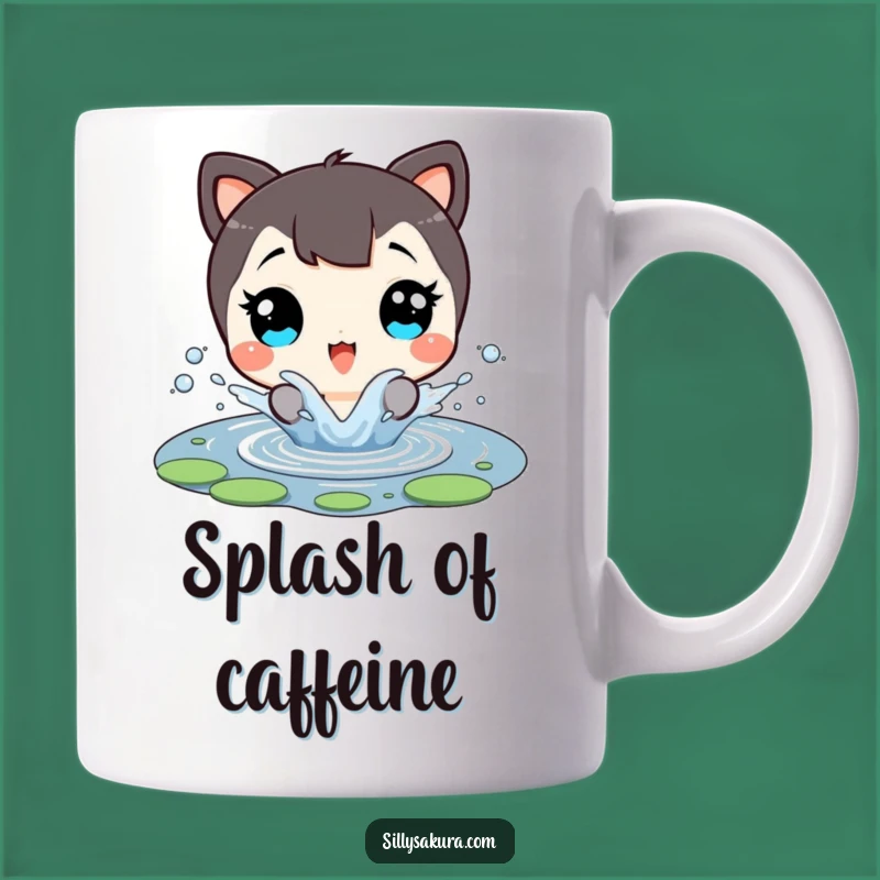 Funny Splashing Mug: Delighted Character's Pond Fun, A Perfect Funny Gift