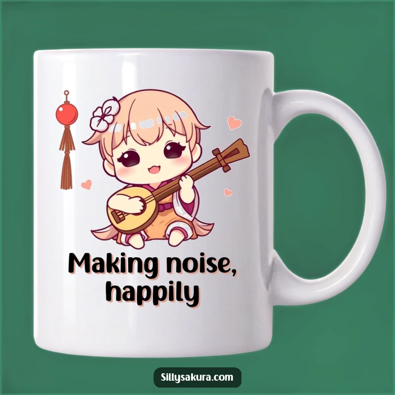 Funny Kawaii Musician Mug: Adorable Character Playing an Instrument, Perfect Funny Gift