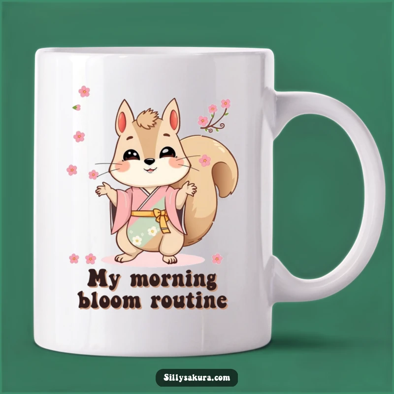 Funny Squirrel Kimono Juggling Blossoms Mug - Adorable Cute Eastern Gift