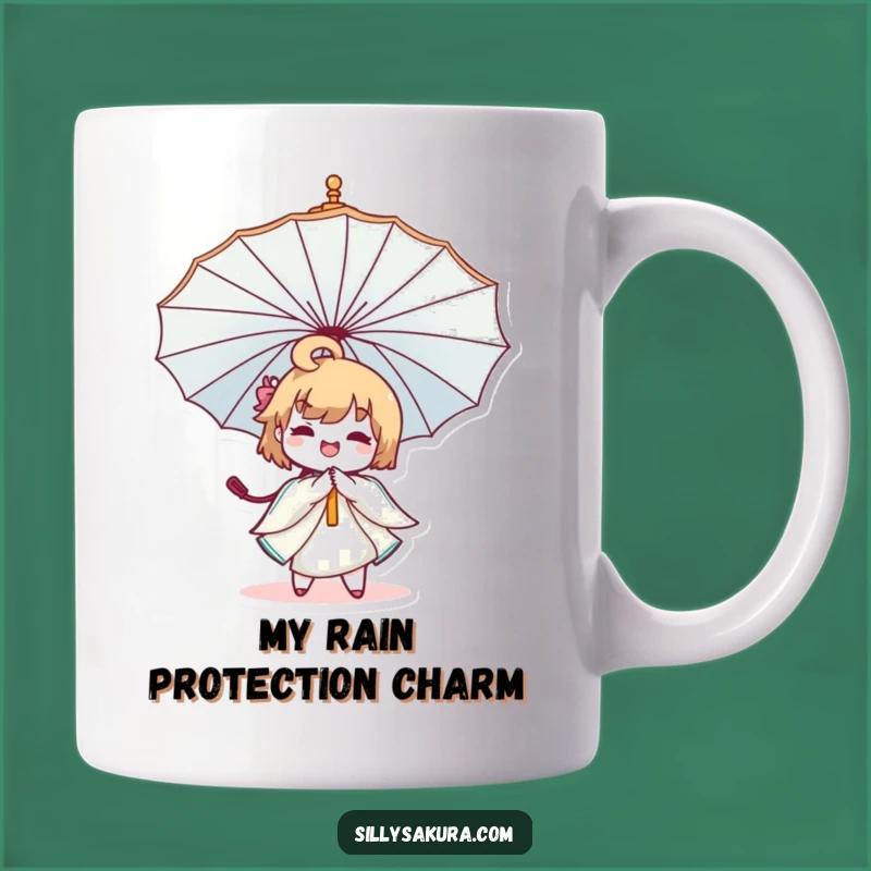 Funny Kawaii Umbrella Twirl Mug - A Joyful Character's Whimsical Gift