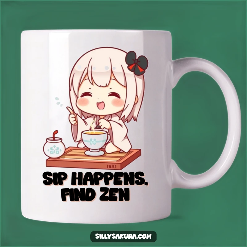 Funny Kawaii Tea Ceremony Mug: Adorable Character Doing a Perfect Pour, Ideal Gift