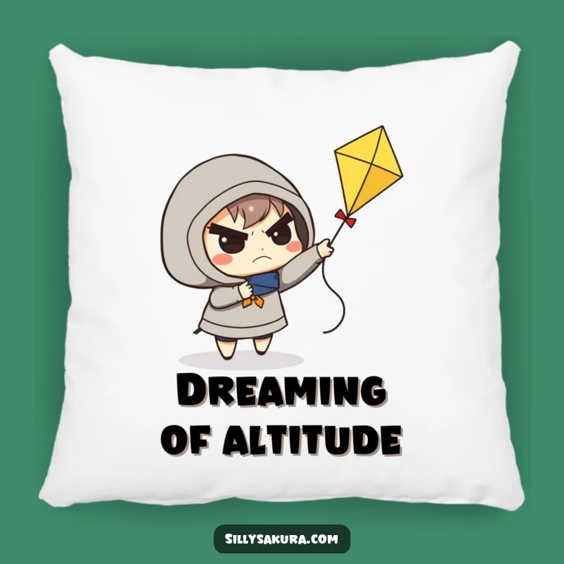 Funny Determined Kite Flyer Pillow: Cozy Gift for Persistent Dreamers