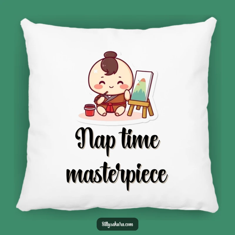 Funny Kawaii Painter Pillow: Cozy Art Support, Perfect Gift for Artists