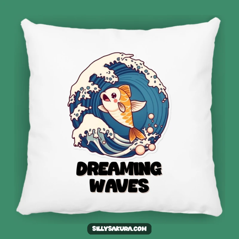 Funny Koi Fish Wave Pillow: Cozy Aquatic Comfort Accent