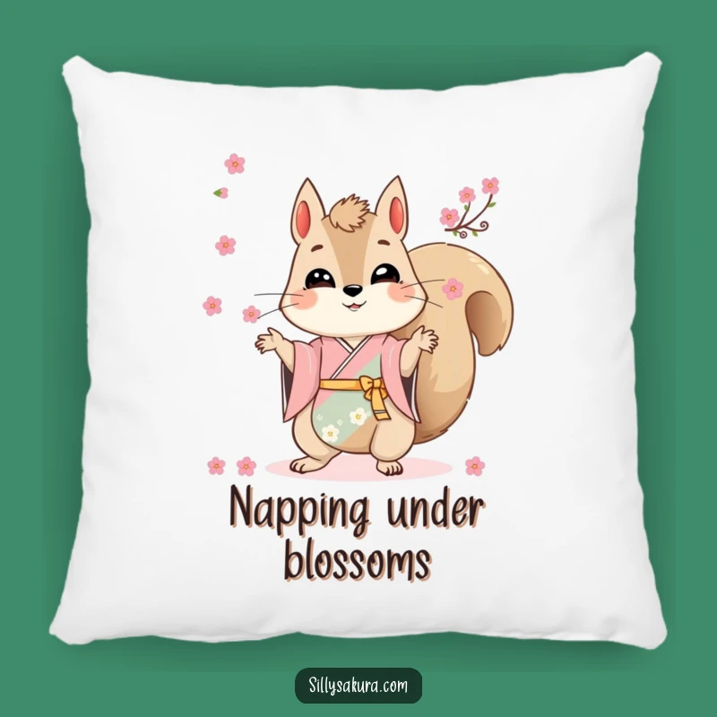 Funny Squirrel Kimono Pillow - Juggling Blossoms Cozy Comfy Home Decor Gift
