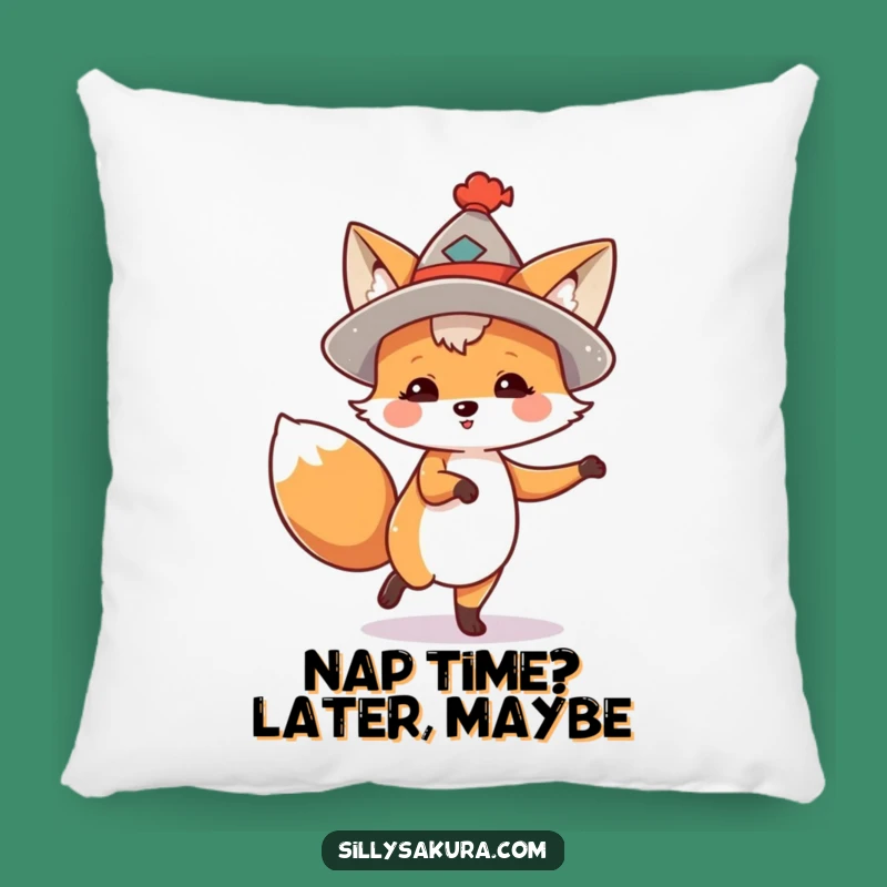 Cozy Funny Dancing Fox Pillow: Soft Hat Fox Cushion - Comfy Funny Gift
