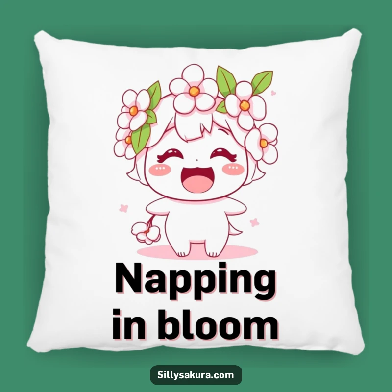 Funny Cherry Blossom Pillow: Soft Flower Character Cushion, Charming Funny Gift