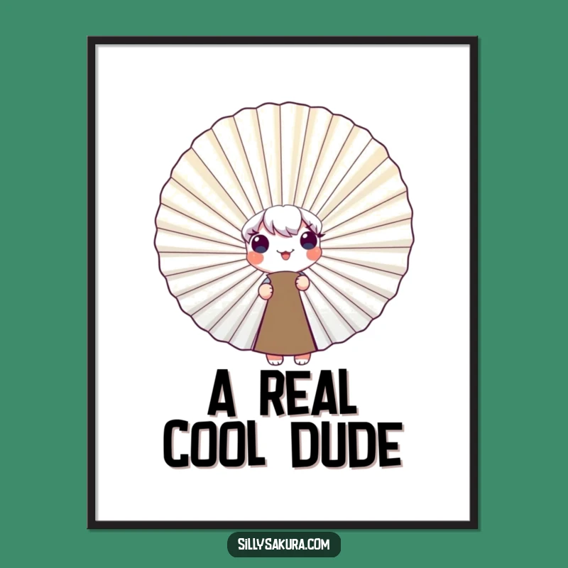 Funny Peeking Fan Character Digital Art - Instant Adorable Decor