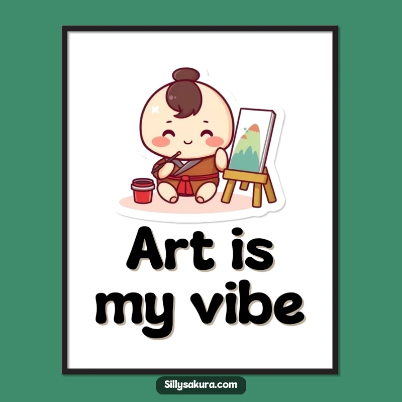 Funny Kawaii Painter Digital Art: Instant Artistic Decor, Perfect Gift