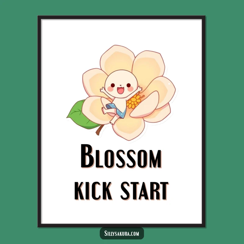Funny Kawaii Blossom Kick Digital Art: Instant Cheer, A Vibrant Funny Gift