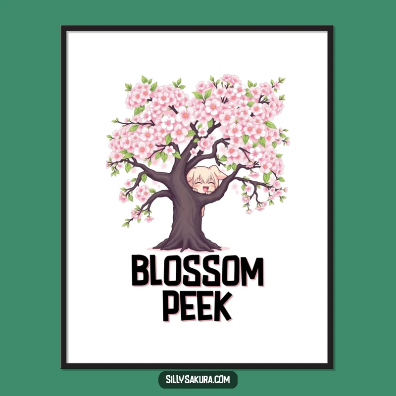 Funny Mischievous Character Digital Art Print: Peek-a-Boo Humor, Perfect Spring Wall Decor Gift