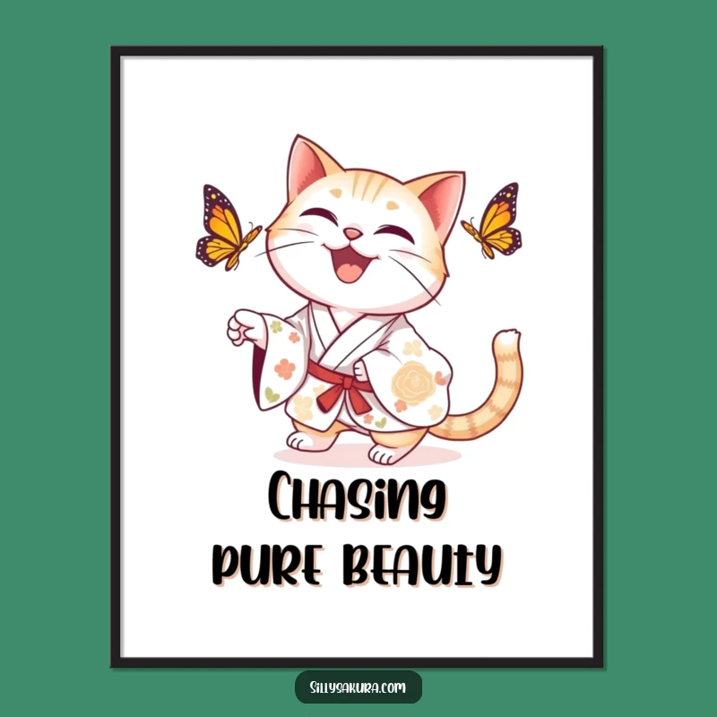 Funny Cat Kimono Digital Art: Delightful Feline Print for Walls