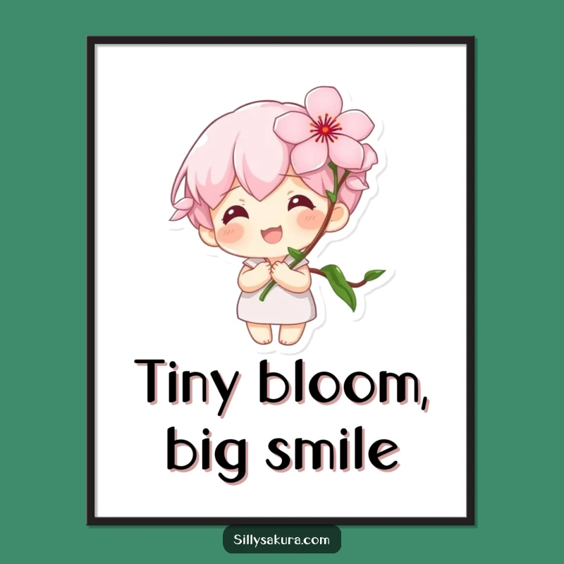 Funny Art Print: Tiny Character's Bloom, Whimsical Spring Funny Gift Decor