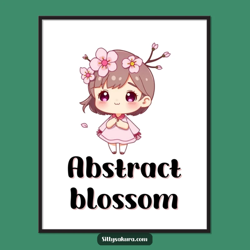 Funny Cherry Blossom Petal Digital Art Print: Wind Character Decor