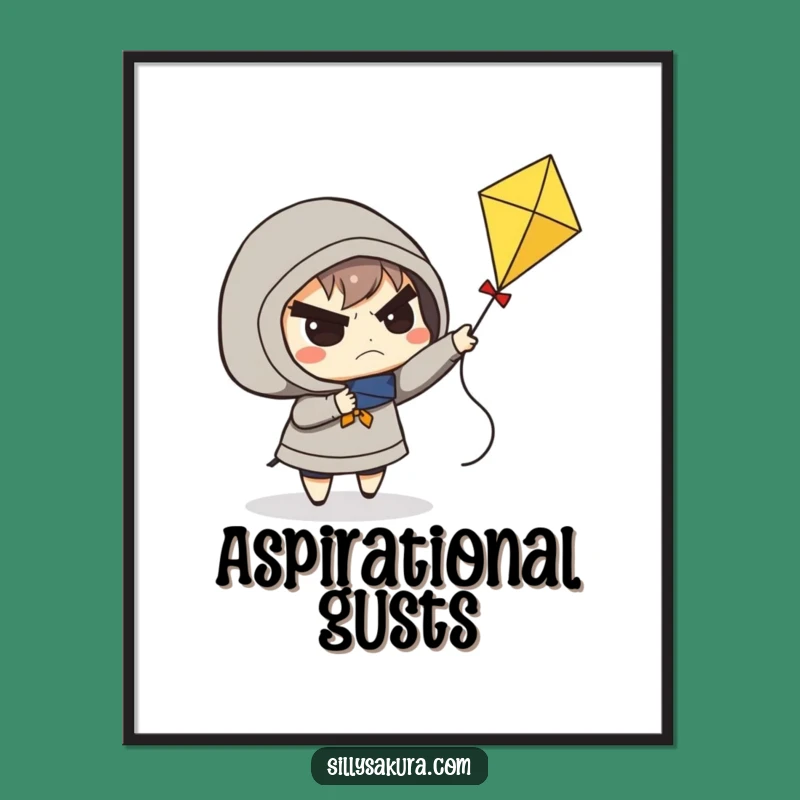 Funny Determined Kite Flyer Digital Art: Gift for Inspiring Spaces