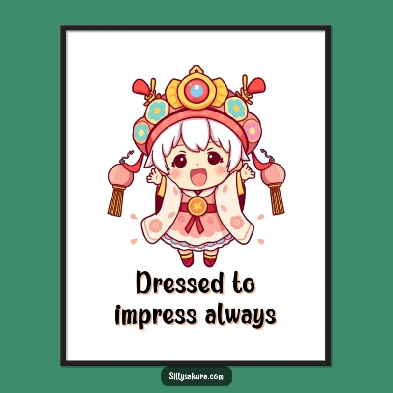 Funny Festival Kawaii Digital Art - Festive Character for Instant Decor