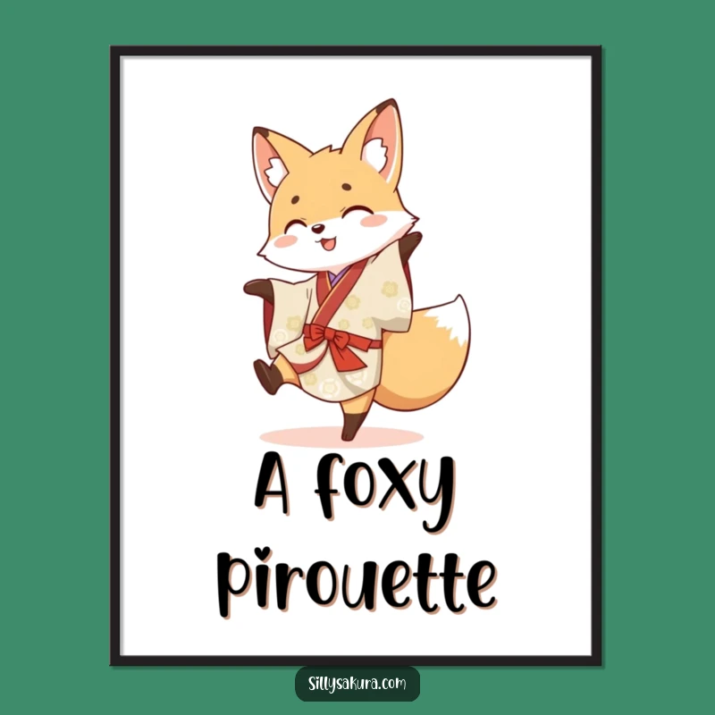Funny Fox Kimono Cartwheel Digital Art - Instant Playful Download Gift