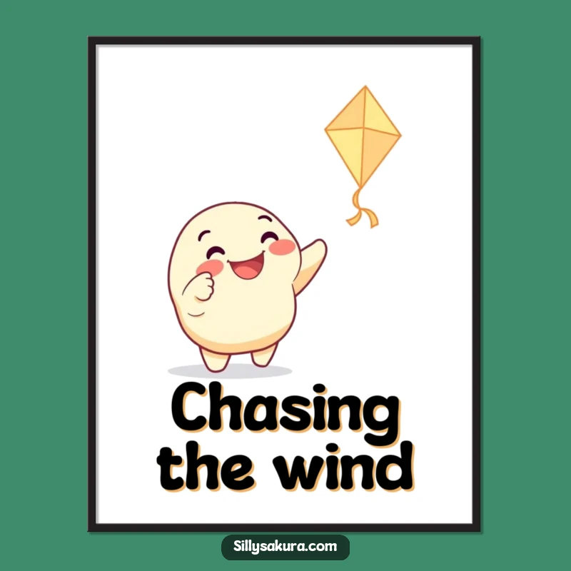 Funny Kite Pointing Character Digital Art - Instant Playful Decor