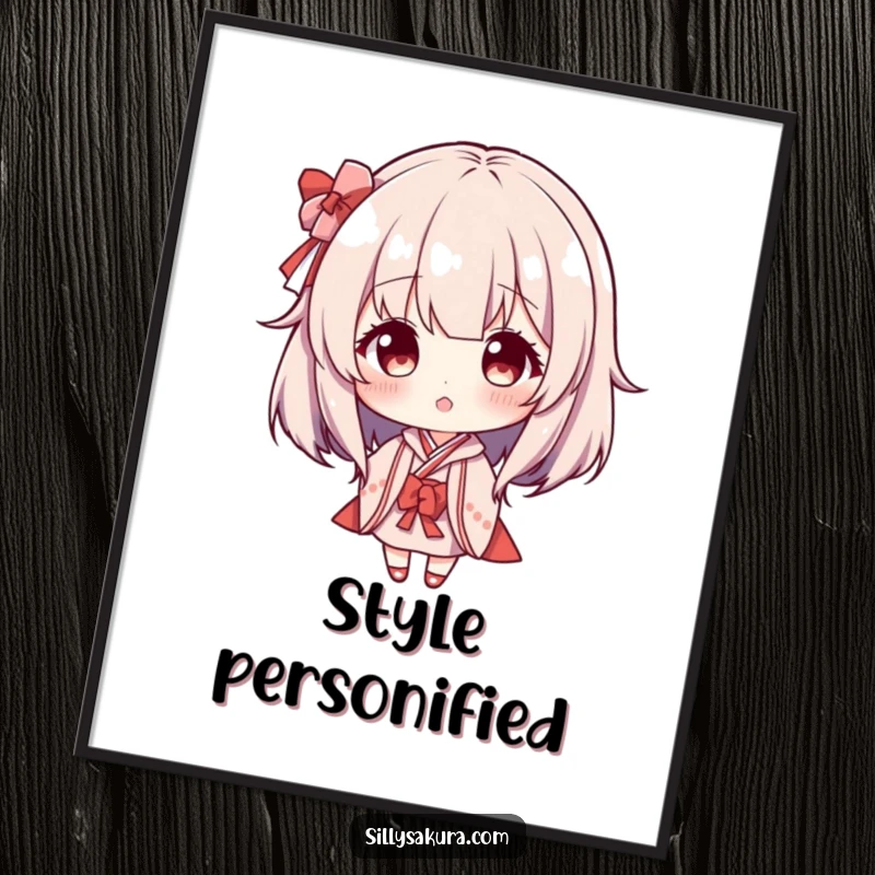 Funny Maiko Wig Digital Art: A downloadable print of a character playfully wearing a miniature Maiko wig with a charming expression.