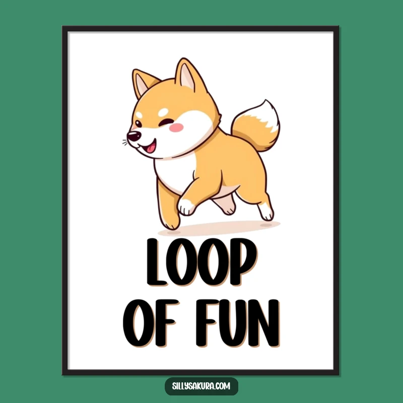 Funny Shiba Inu Digital Art: Instant Joy with Tail-Chasing Fun