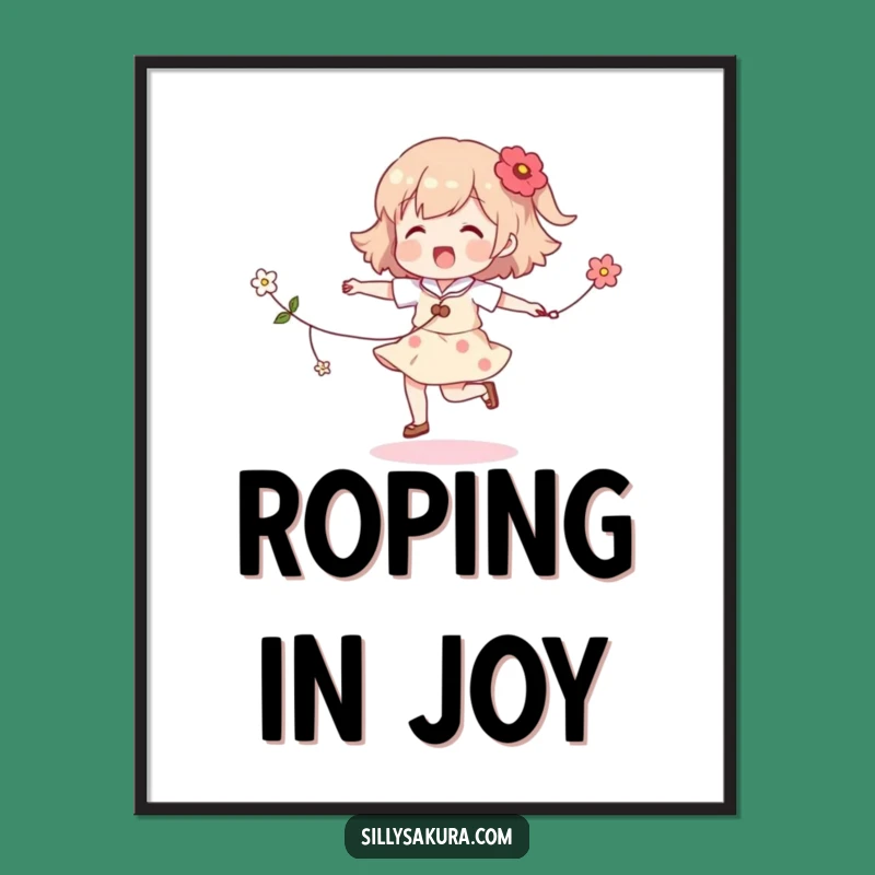 Funny Skipping Character Digital Print: Instant Flower Joy for Walls