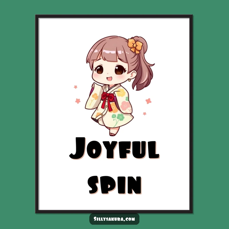 Funny Art Print: Kimono Dance Joy, Whimsical Festive Funny Gift Decor